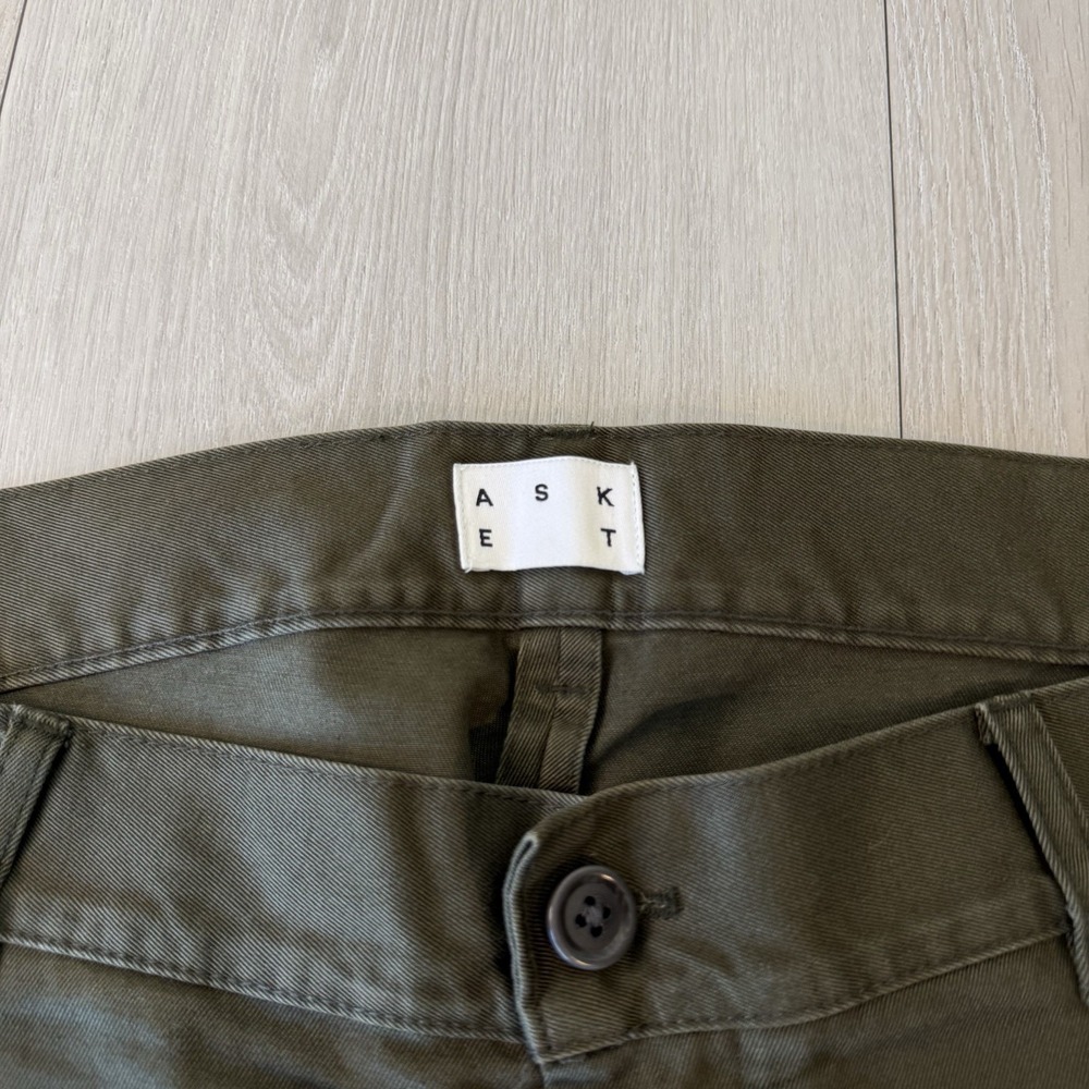 ASKET The Heavy Twill Chino Pants Mens Size 34X32 Green Organic Cotton Romania